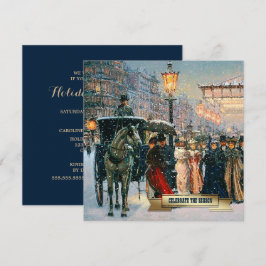 Vintage Winter Parisian Scene-Julfest Inbjudningar