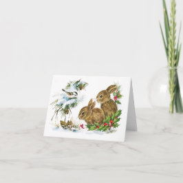 Vintage Winter Rabbits jul Kort