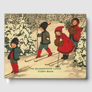 Vintage Winter-scen Gästböcker