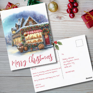 Vintage Winter Scene God jul typografi Vykort