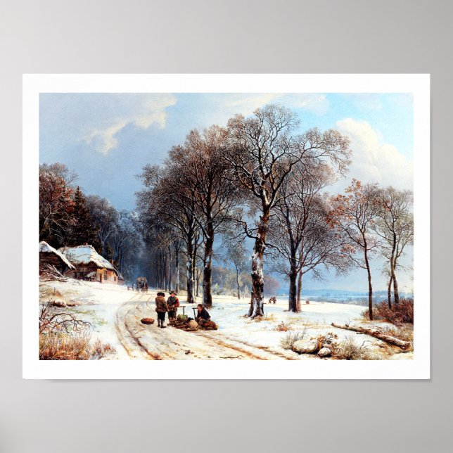 Vintage Winter Scene-målning Poster (Framsidan)