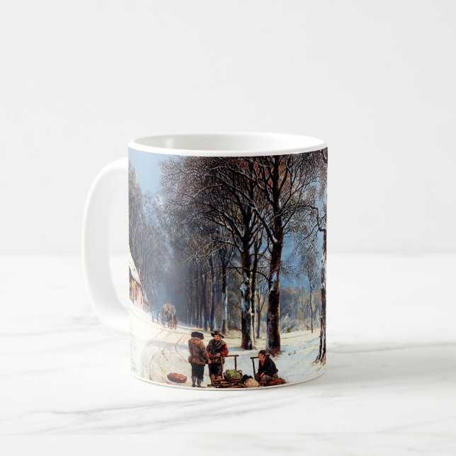 Vintage Winter Scene Painting-julklapp Kaffemugg (Framsida vänster)