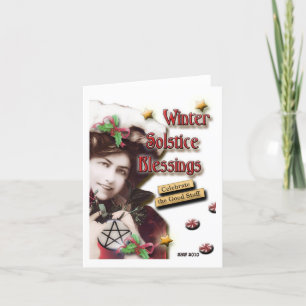 Vintage Winter Solstice Blessings Helgkort