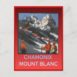 Vintage Winter sport, Ski Chamonix, Mount Blanc Vykort