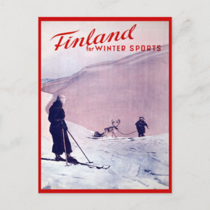 Vintage Winter sport, Ski Finland Vykort
