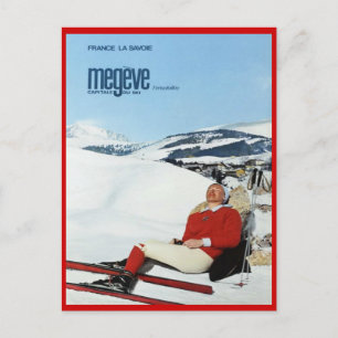 Vintage Winter sport, Ski Frankrike, Savoie, Megev Vykort