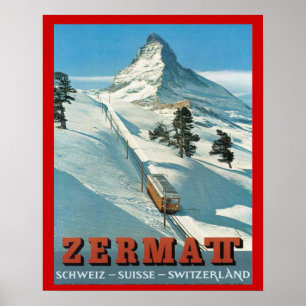 Vintage Winter Sports, Ski Schweiz, Zermatt Poster