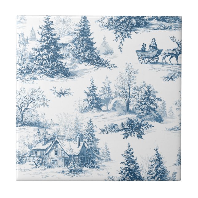 Vintage Winter Toile de Jouy - Classic Christmas Kakelplatta (Framsidan)