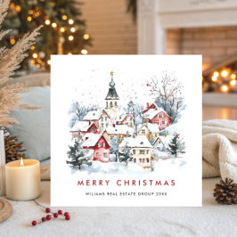 Vintage Winter Town jul Corporate Julkort