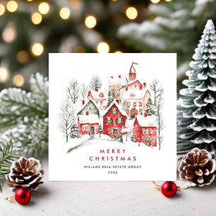 Vintage Winter Town jul Corporate Julkort