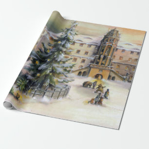 Vintage Winter Town Julgran Presentpapper