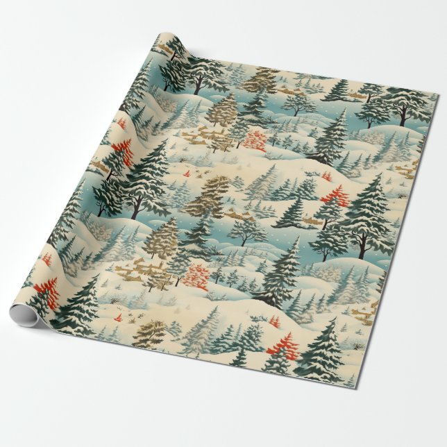 Vintage Winter's Haven Snowy Ligcape Presentpapper (Utrullad)