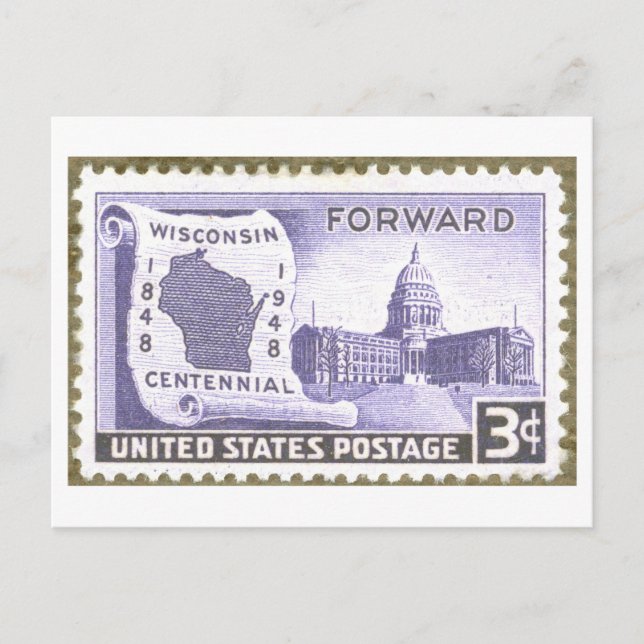 Vintage Wisconsin-årsjubileumsstämpel Vykort (Framsida)