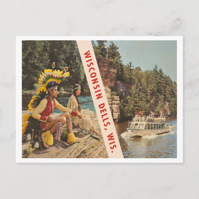 Vintage Wisconsin Dell Wisconsin Vykort (Framsida)