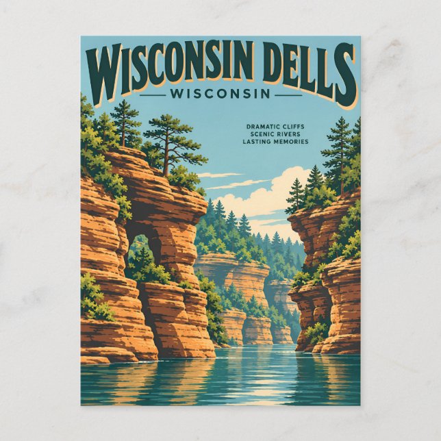 Vintage Wisconsin Dells Vykort (Framsida)