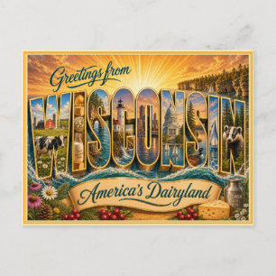 Vintage Wisconsin Hälsning Från vykort