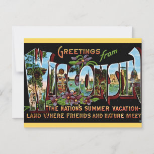 Vintage Wisconsin Hälsnings vykort