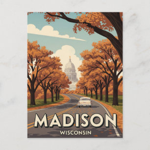Vintage Wisconsin Madison State Huvudstad Vykort