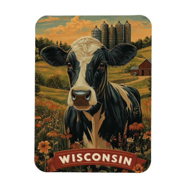 Vintage Wisconsin Patriotic Spirit Magnet (Vertikal)