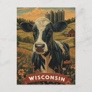 Vintage Wisconsin Patriotic Spirit Vykort