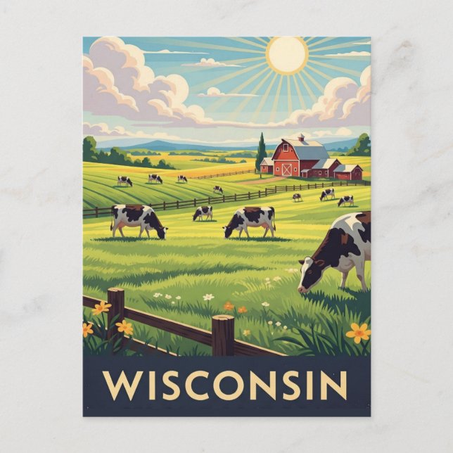 Vintage Wisconsin-resa Vykort (Framsida)