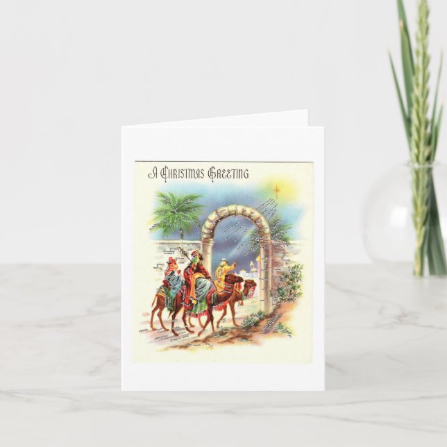 Vintage Wise Manar julhälsningskort Kort (Framsida)