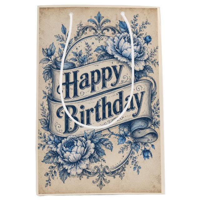 Vintage Wishes Födelsedagspresentpåse (Framsidan)