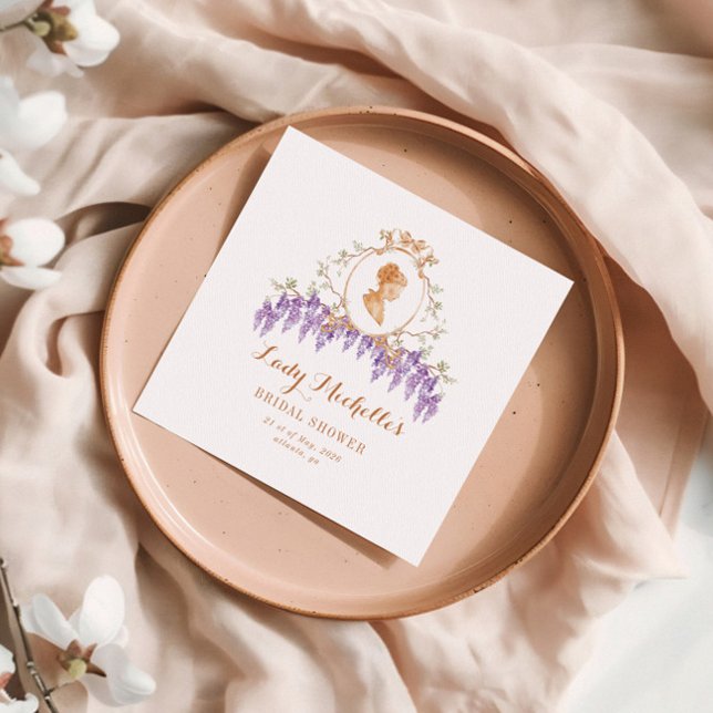 Vintage Wisteria Blommig Regency Bröllopsdusch Pappersservett (Skapare uppladdad)