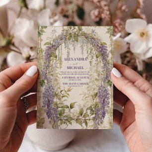 Vintage Wisteria Blommigt Art nouveau Bröllop Inbjudningar
