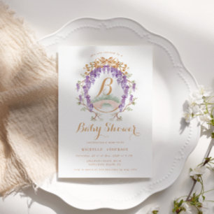 Vintage Wisteria Blommigt Recue Baby Shower Inbjudningar