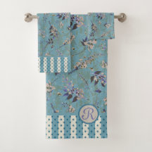 Vintage Wisteria Tossed Flowers Monogrammed