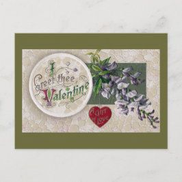 Vintage Wisteria Valentine Helg Vykort