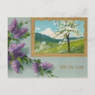 Vintage Wisteria Valentine Helg Vykort