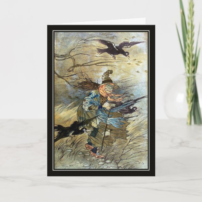 Vintage Witch av Charles Folkard Kort (Framsida)