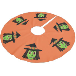 Vintage Witch Brushed Polyester Träd Skirt Julgransmatta Borstad Polyester