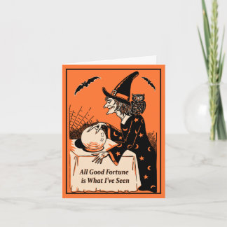 Vintage Witch Fortune Teller Halloween Kort