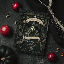 Vintage Witch Gothic Victorian Halloween Inbjudningar