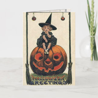 Vintage Witch Halloween-design Kort