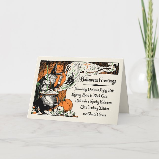 Vintage Witch Halloween Hälsning Card Kort (Framsida)