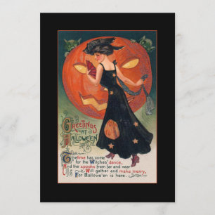 Vintage Witch Halloween Hälsning med blodig text Inbjudningar
