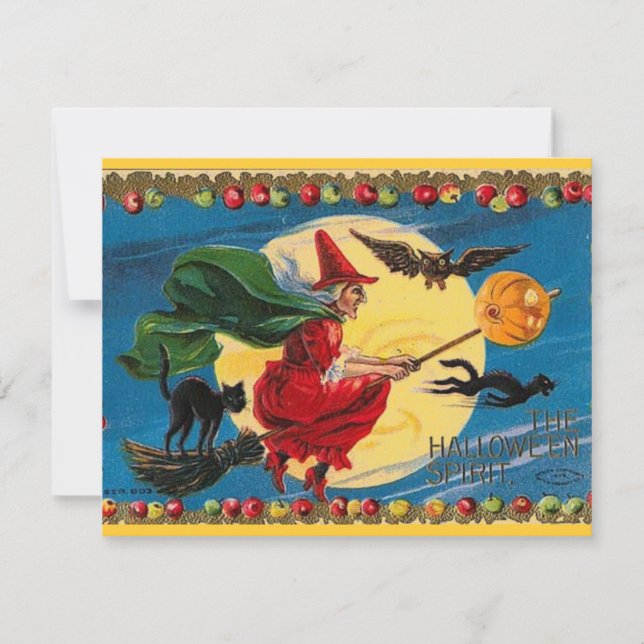 Vintage Witch Halloween-inbjudan Inbjudningar (Framsida)