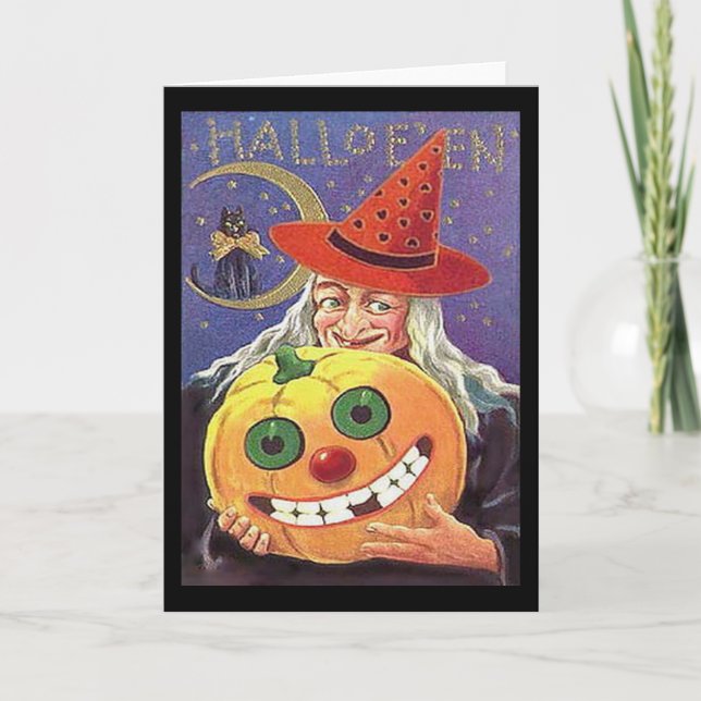 Vintage Witch Halloween Kort (Framsida)
