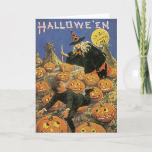 Vintage Witch Halloween-kort Kort