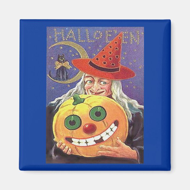 Vintage Witch Halloween Magnet (Framsidan)