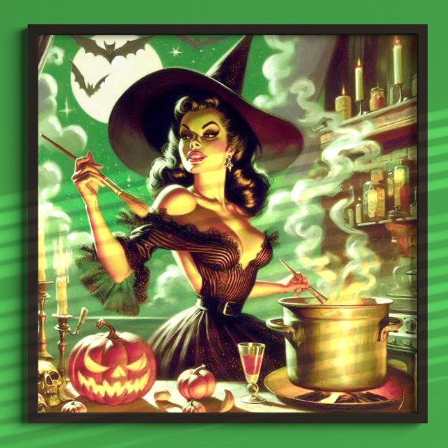 Vintage Witch Halloween Pin-Up Poster (Skapare uppladdad)