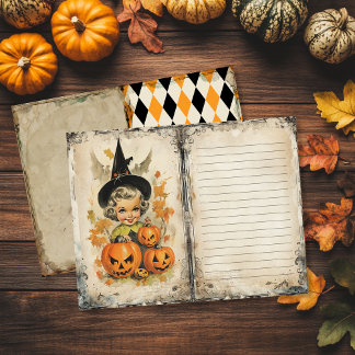 Vintage Witch Halloween Sunk Journal Page