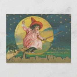 Vintage Witch Halloween Vykort