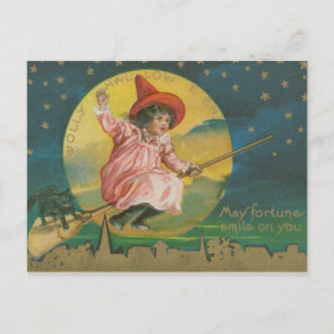 Vintage Witch Halloween Vykort