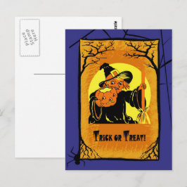 Vintage Witch Halloween-vykort Vykort