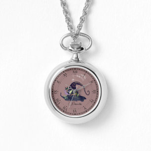 Vintage Witch Hat Rosa Witchcraft Necklace Ewatch Armbandsur